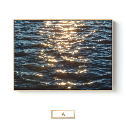 Korea ins sea waves shimmering decorative painting bedroom bedside hanging painting living room sofa background wall restaurant mural