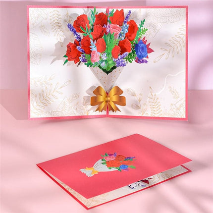 Pop-Up Flower Card Flora 3D Greeting Card for Birthday Mothers Father's Day Graduation Wedding Anniversary Get Well Sympathy