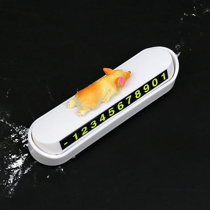 Car Phone Number Night Luminous Bulldog Temporary Parking Card Phone Number Car Plate Car Accessories Styling Car Sticker