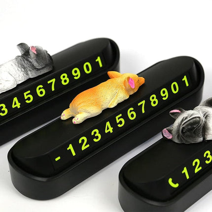 Car Phone Number Night Luminous Bulldog Temporary Parking Card Phone Number Car Plate Car Accessories Styling Car Sticker
