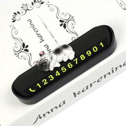 Car Phone Number Night Luminous Bulldog Temporary Parking Card Phone Number Car Plate Car Accessories Styling Car Sticker
