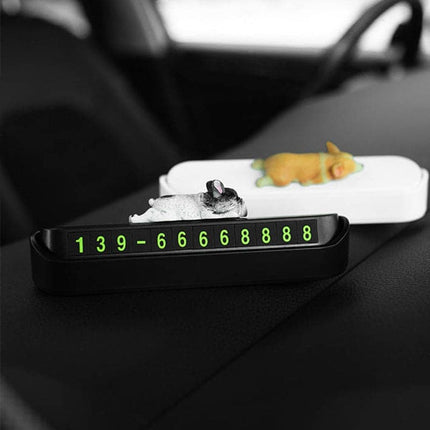 Car Phone Number Night Luminous Bulldog Temporary Parking Card Phone Number Car Plate Car Accessories Styling Car Sticker