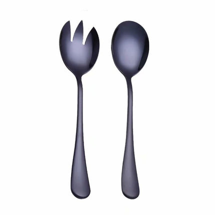 Spklifey Gold Salad Spoon Fork 2PCS Salad Spoon Stainless Steel Cutlery Set Serving Spoon Set Colorful Unique Spoons