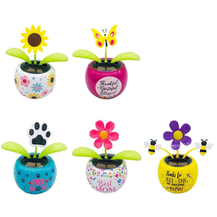 Solar Powered Dancing Flower Swinging Car Dashboard Ornaments Auto Interior Decoration Gifts Toy Car Decor Car Accessories