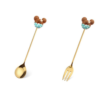 Stainless Steel Spoon Fork Cute Version Rainbow Lollipop Donut Macaron Dessert Spoons Fruit Forks Kids Set Kitchen Accessories