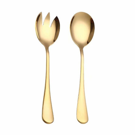 Spklifey Gold Salad Spoon Fork 2PCS Salad Spoon Stainless Steel Cutlery Set Serving Spoon Set Colorful Unique Spoons