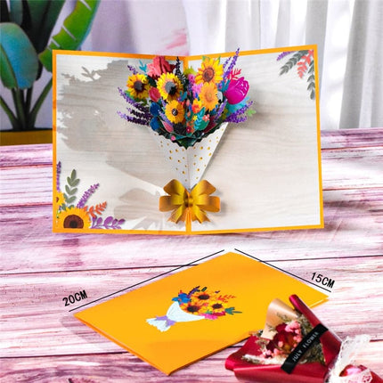 Pop-Up Flower Card Flora 3D Greeting Card for Birthday Mothers Father's Day Graduation Wedding Anniversary Get Well Sympathy