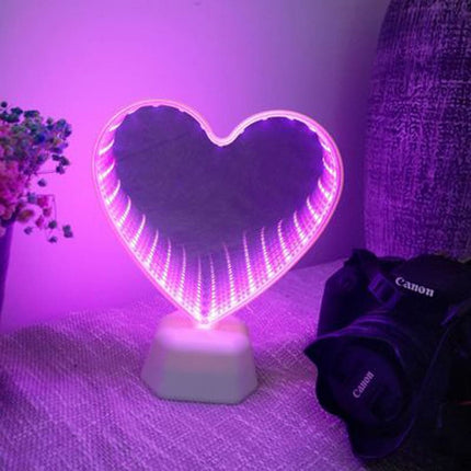 Night Light Tunnel Lamps Infinity Mirror Lights LED Night Lamp Cute 3D Heart Creative Novelty Cactus Unicorn For Home Led