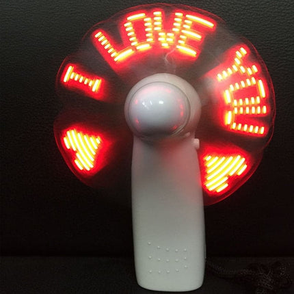 Mini Night Light Handheld Fan Led Lights Mini Flexible LED Cooler Desktop Cooling Gift Fan Characters Messages Word "I Love You"