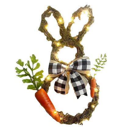 DIY Easter Bunny Wreath On The Door Rabbits Ears Garland Wood Decoration 2022 Souvenir Ornaments Festive Party Supplies LED Lights