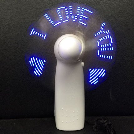 Mini Night Light Handheld Fan Led Lights Mini Flexible LED Cooler Desktop Cooling Gift Fan Characters Messages Word "I Love You"