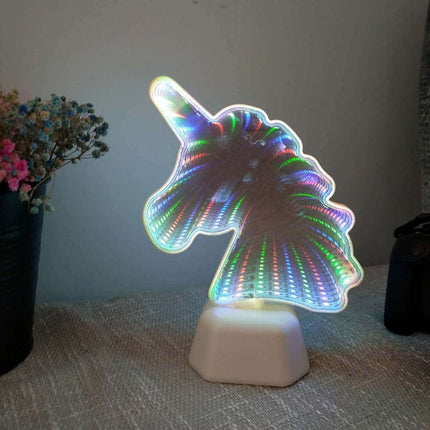 Night Light Tunnel Lamps Infinity Mirror Lights LED Night Lamp Cute 3D Heart Creative Novelty Cactus Unicorn For Home Led