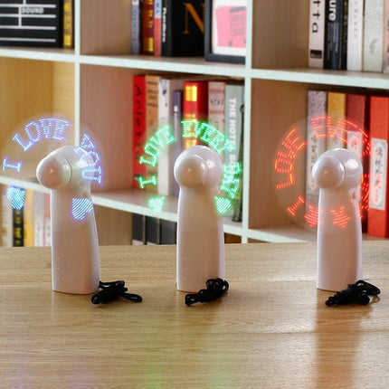 Mini Night Light Handheld Fan Led Lights Mini Flexible LED Cooler Desktop Cooling Gift Fan Characters Messages Word "I Love You"