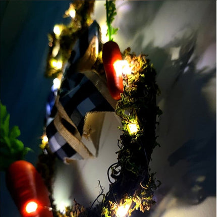 DIY Easter Bunny Wreath On The Door Rabbits Ears Garland Wood Decoration 2022 Souvenir Ornaments Festive Party Supplies LED Lights