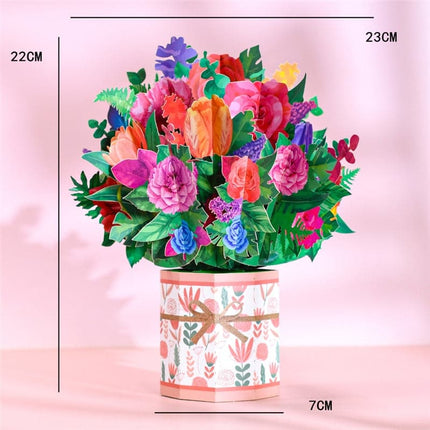 Pop-Up Flower Card Flora 3D Greeting Card for Birthday Mothers Father's Day Graduation Wedding Anniversary Get Well Sympathy