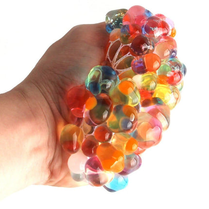 Stress Reliever Squeeze Toys Rainbow Mesh Ball Stress Glowing Squeeze Grape Toys Anxiety Relief  Stress Ball 2.5 inch (256ml)