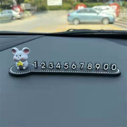 Car Temporary Parking Card Car Phone Number plate Car decoration Cartoon animal car interior Portable  telephone number plate