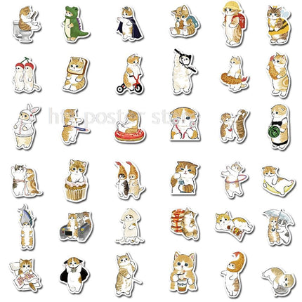 64pcs/lot Cute Cat Decorative Sweet Home Cat Stickers For Decal Snowboard Laptop Luggage Car Fridge Cute PVC Stickers