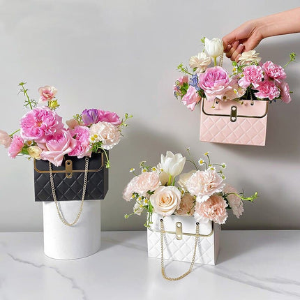 4Pcs Portable Flower Box Rose Packaging Box Wedding Valentine's Day Birthday Party Gift Rose Paper Bag Gift Candy Cake Shop
