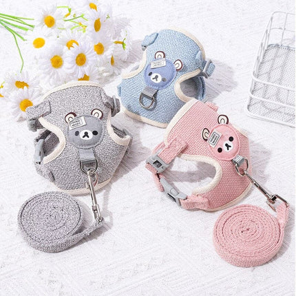 Dog Leash Cute Small Pet Vest Undershirt Type Breathable Adjustable Chest Harness Outdoor Walking Pet Supplies