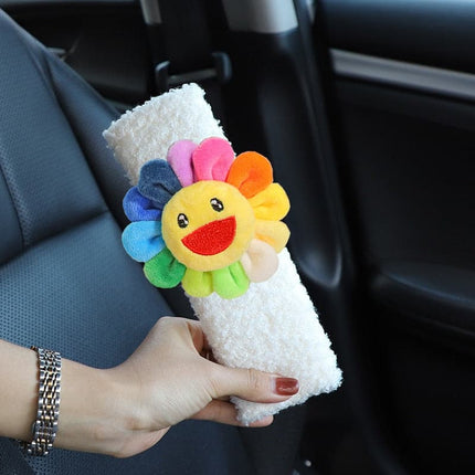 1pc Styling Soft Plush Flowers Car Seat Belt Cover Shoulder Strap Harness Cushion  Artificial Lamb Auto Seatbelt Shoulder Pad