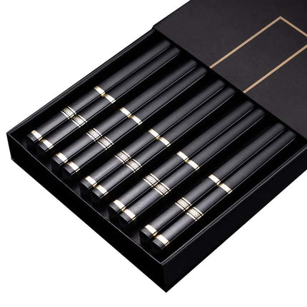 JANKNG 5 Pair Japanese Chopsticks Alloy Non-Slip Sushi Chop Sticks Set Chinese Gift Reusable Chopsticks Tableware Gift Kitchen