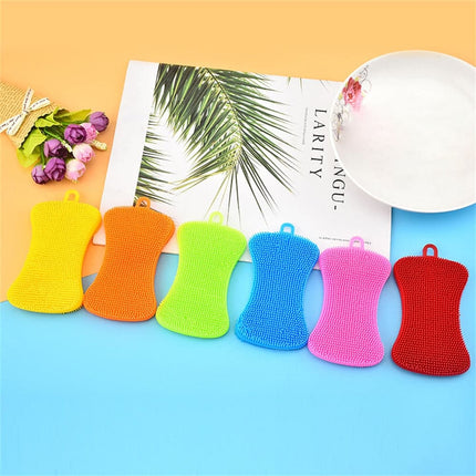 Kitchen Silicone Sponge Dish Washing Scrubber Household Pot Bowl Cleaning Sponge Portable Kitchen Gadgets Brush Accessories