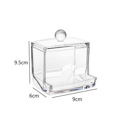 Bamboo Makeup Cotton Swabs Transparent Box Organizer Cosmetics Cotton Pads Holder Plastic Qtip container Bathroom organizer