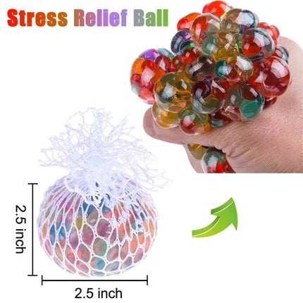 Stress Reliever Squeeze Toys Rainbow Mesh Ball Stress Glowing Squeeze Grape Toys Anxiety Relief  Stress Ball 2.5 inch (256ml)