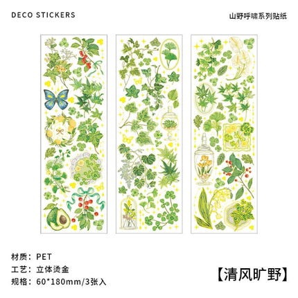 3 pcs Bronzing Flowers Stickers aesthetic Diy Stickers Aesthetic Scrapbooking Journal Deco Album Deco DIY Diary Stationery