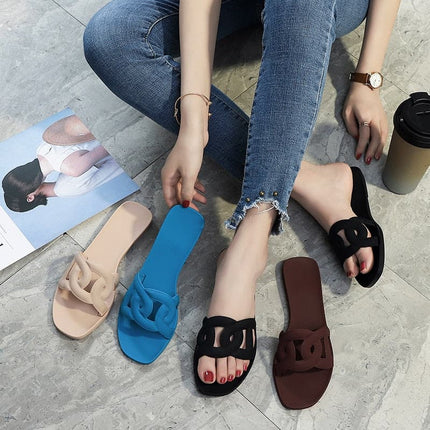 Women's Fashion Slippers 2023 Summer New Fashion Hollow Breathable PVC Non slip Rubber Sole Casual Walking One Word Home Outwear