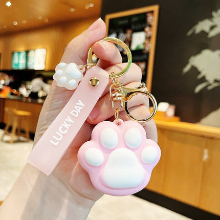 Cute Cat Claw Key Chain PVC Soft Rubber Meow Kitten Backpack Car Anti-lost Keyrings Fashion Pendant Animal Jewelry Accessories