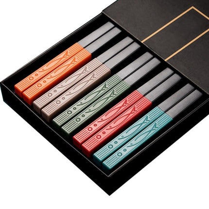 JANKNG 5 Pair Japanese Chopsticks Alloy Non-Slip Sushi Chop Sticks Set Chinese Gift Reusable Chopsticks Tableware Gift Kitchen