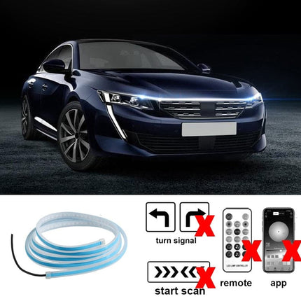 2022 Newest LED Car Hood Light Daytime Running Lights Auto Remote App RGB Flowing Turn Signal Guide Thin Strip Lamp Styling 12V
