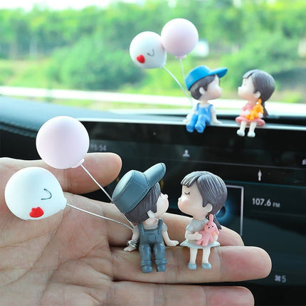 Car Accessories Cute Cartoon Couples Action Figure Figurines Balloon Ornament Auto Interior Dashboard for Girls Gifts