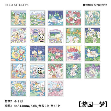 46 pcs Kawaii Cartoon Stickers aesthetic Stick Labels Adhesive Diy Diary Album Stationery Scrapbooking Collage material