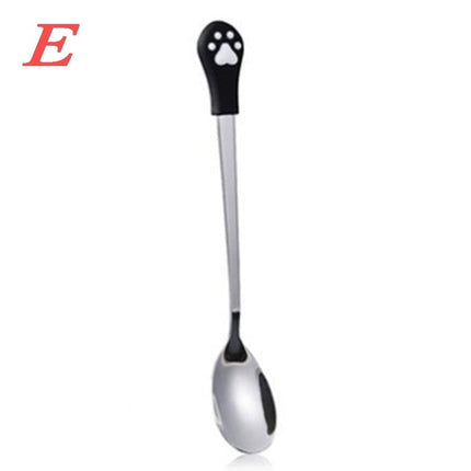 Cute Cartoon Cat Claw Spoon Stainless Steel Coffee Tea Spoon Fruit Dessert Candy Spoon Drink Stirring Spoon Baby Kids Tableware