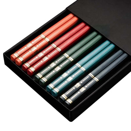 JANKNG 5 Pair Japanese Chopsticks Alloy Non-Slip Sushi Chop Sticks Set Chinese Gift Reusable Chopsticks Tableware Gift Kitchen