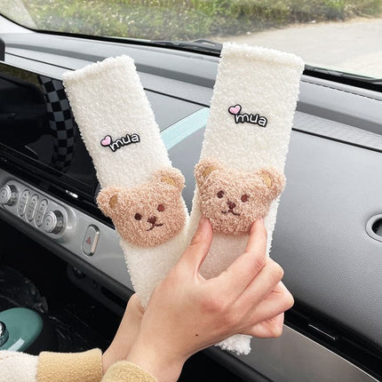 Cartoon Automobile Safety Belt Cover Children Shoulder Protector Lovely Bear Plush Anti-neck Universal Car Interior Decoration