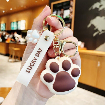 Cute Cat Claw Key Chain PVC Soft Rubber Meow Kitten Backpack Car Anti-lost Keyrings Fashion Pendant Animal Jewelry Accessories
