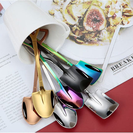 Shovel Spoon Stainless Steel Teaspoon For Coffee Spoon Fruit Ice Cream Dessert Scoop Kitchen Accessories Wedding Christmas Gift