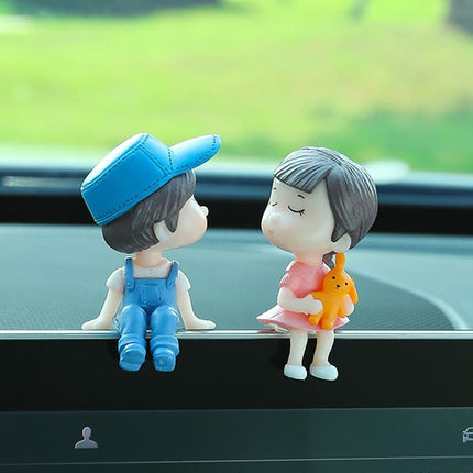 Car Accessories Cute Cartoon Couples Action Figure Figurines Balloon Ornament Auto Interior Dashboard for Girls Gifts