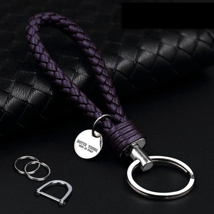 Leather car key chain Men's high quality key chain pendant cowhide hand woven women's creative gift decorative key chain lanyard