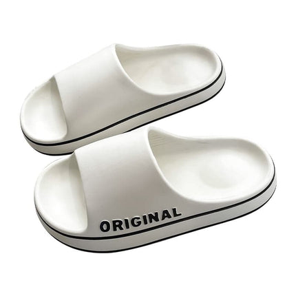 Women Thick Sole Summer Beach Slides Bathroom Anti-Slip Slipper Soft Sandals Fashion Flip-Flops Ultra-Light Letter Shoe