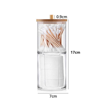 Bamboo Makeup Cotton Swabs Transparent Box Organizer Cosmetics Cotton Pads Holder Plastic Qtip container Bathroom organizer