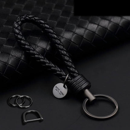 Leather car key chain Men's high quality key chain pendant cowhide hand woven women's creative gift decorative key chain lanyard