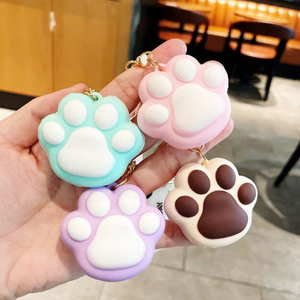 Cute Cat Claw Key Chain PVC Soft Rubber Meow Kitten Backpack Car Anti-lost Keyrings Fashion Pendant Animal Jewelry Accessories