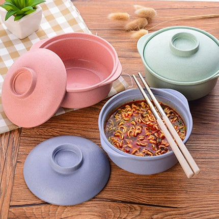 Instant Noodle Bowls with Lids Soup Hot Rice Bowls Japanese Style Students Food Container Healthy Tableware Bowl Tableware