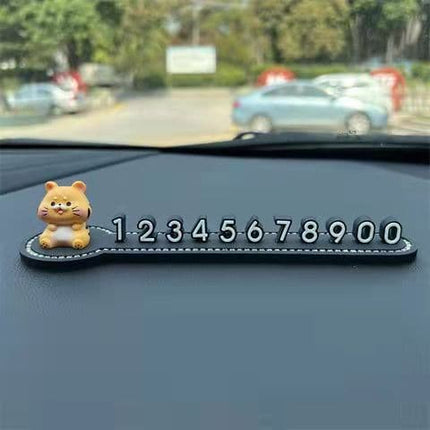 Car Temporary Parking Card Car Phone Number plate Car decoration Cartoon animal car interior Portable  telephone number plate
