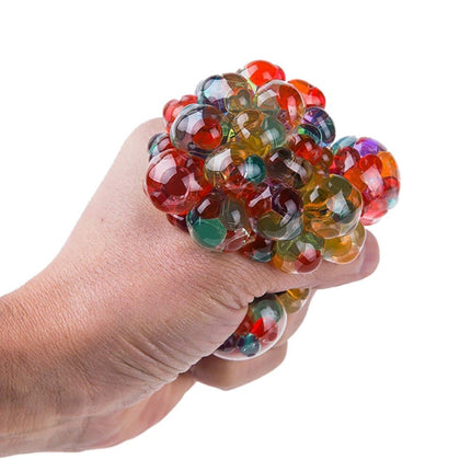 Stress Reliever Squeeze Toys Rainbow Mesh Ball Stress Glowing Squeeze Grape Toys Anxiety Relief  Stress Ball 2.5 inch (256ml)
